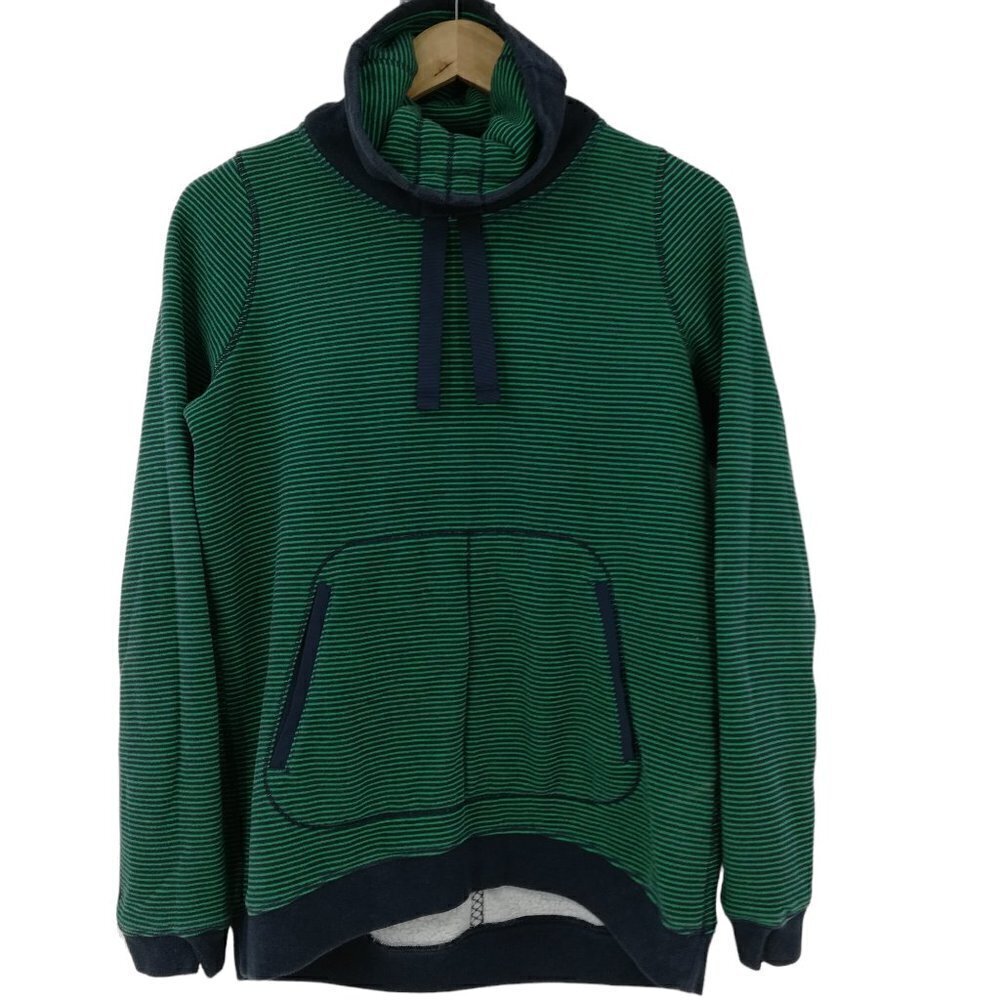 Lululemon Avenue Pullover Sweatshirt Size 6? Cowl Neck Pocket Green Blue Stripe